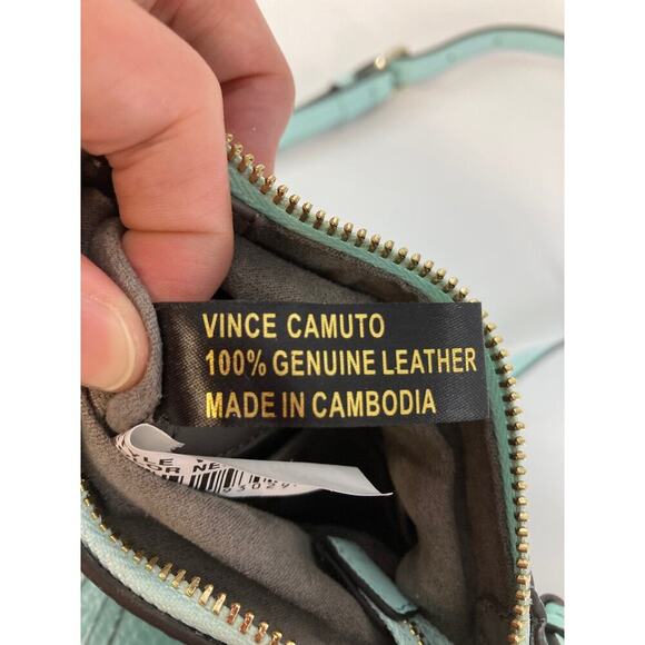 VINCE CAMUTO SMALL MINT GREEN PEBBLED LEATHER CROSSBODY BAG - Picture 9 of 13